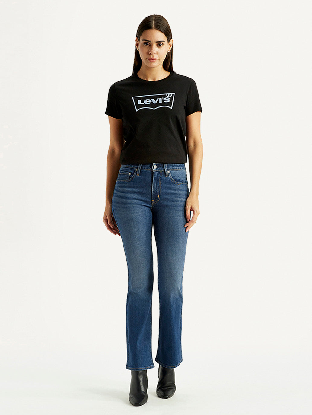 Women's 725 Dark Indigo Bootcut Fit High Rise Jeans - Front View