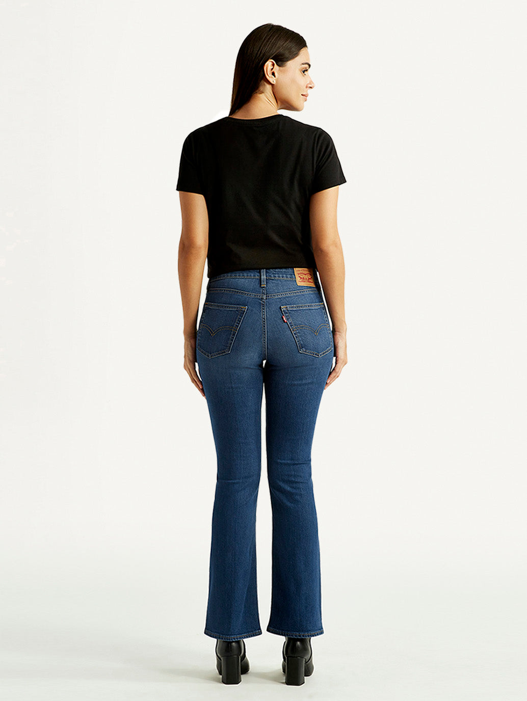 Women's 725 Dark Indigo Bootcut Fit High Rise Jeans - Back View