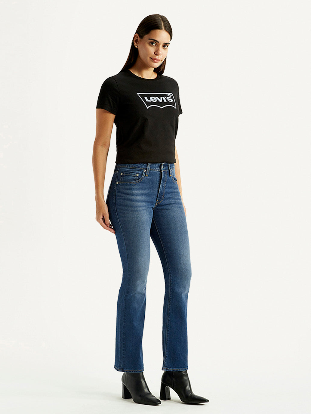 Women's 725 Dark Indigo Bootcut Fit High Rise Jeans - Side View