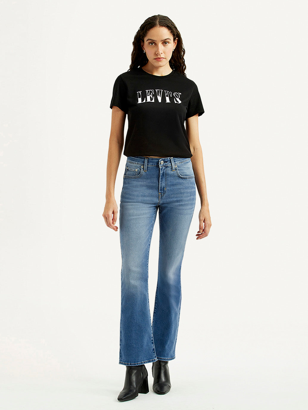 Women's 725 Blue Slim Bootcut Fit High Rise Jeans - Front View