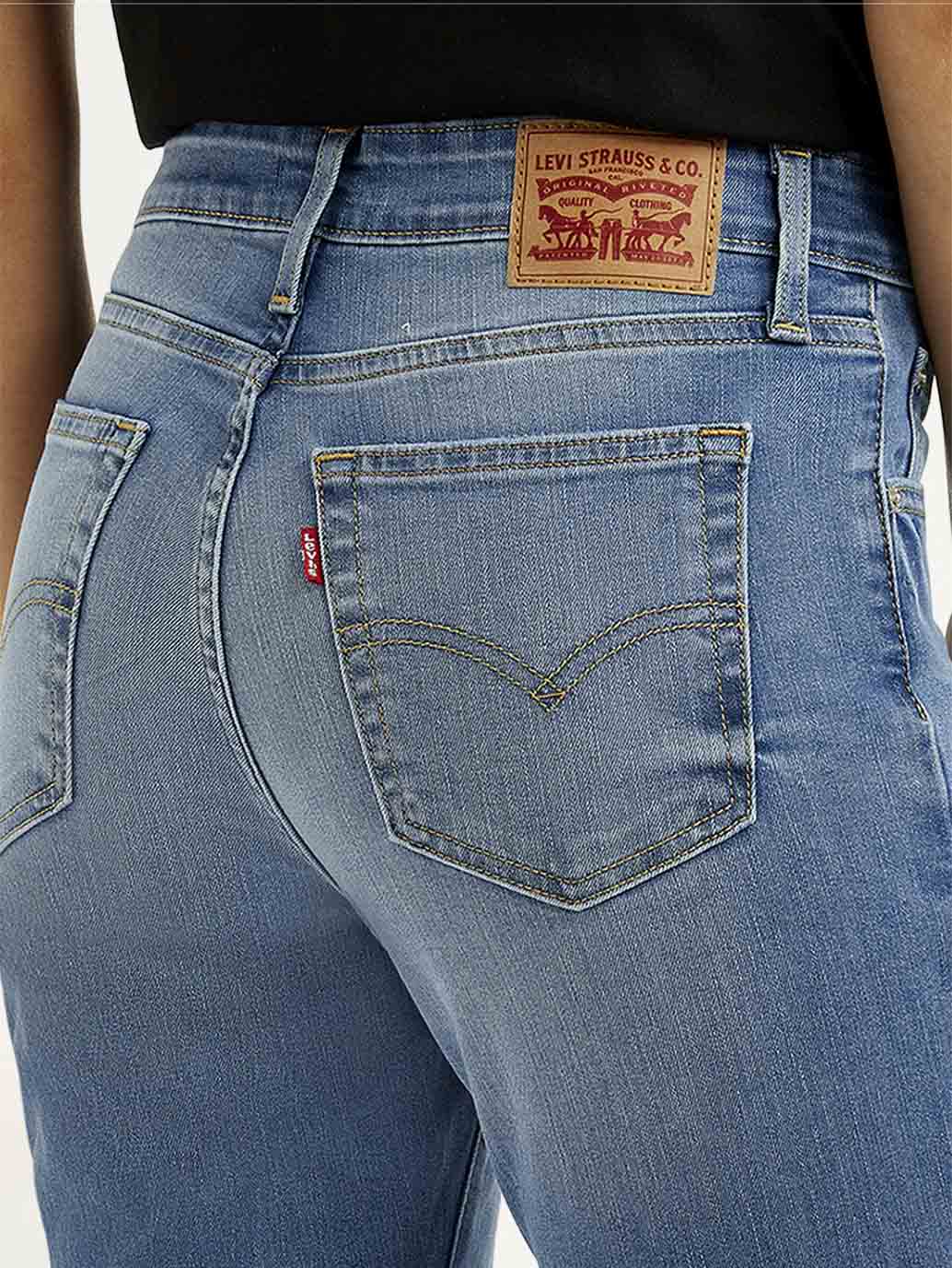 Women's 725 Blue Slim Bootcut Fit High Rise Jeans - Detail View