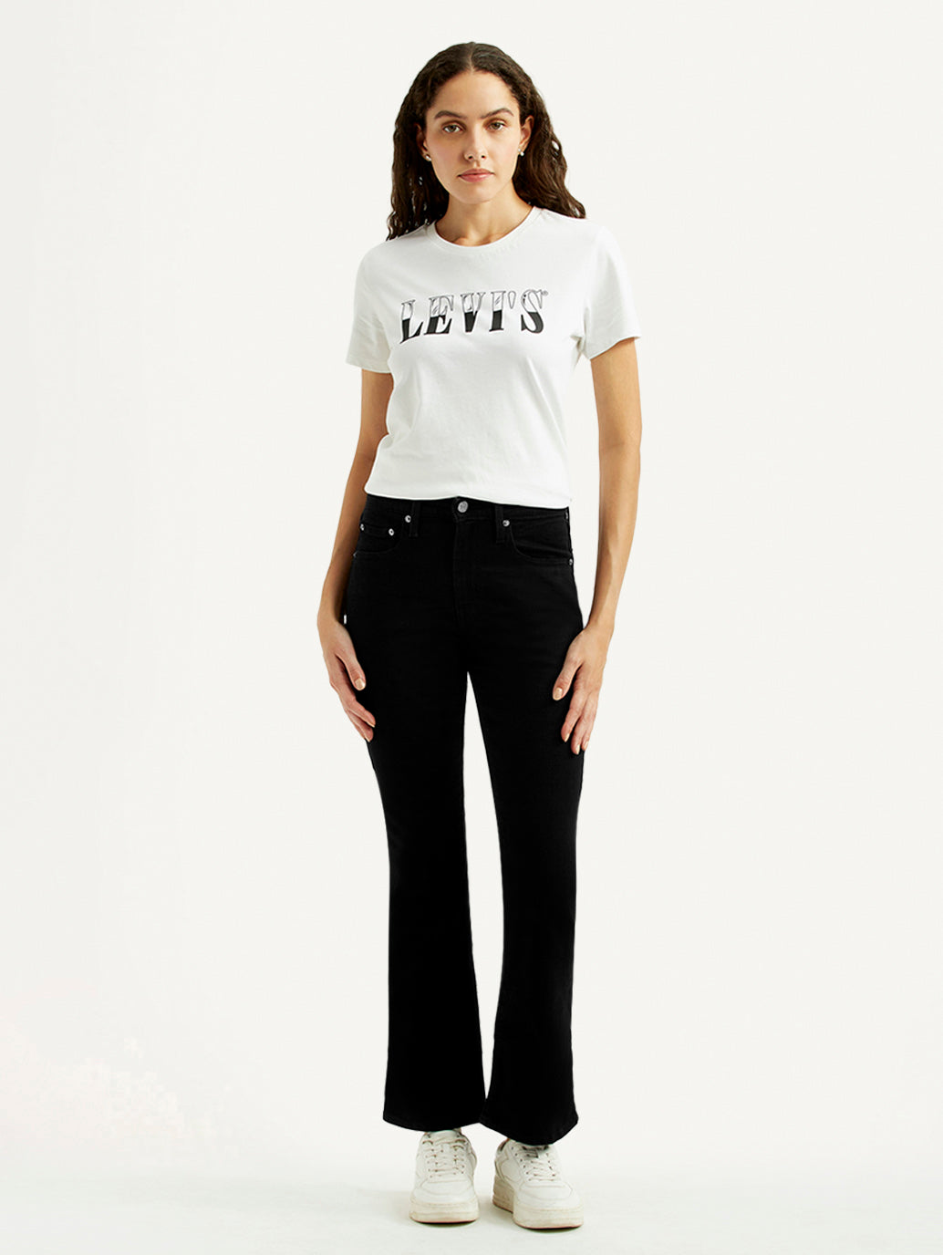Women's 725 Black Slim Bootcut Fit High Rise Jeans - Front View