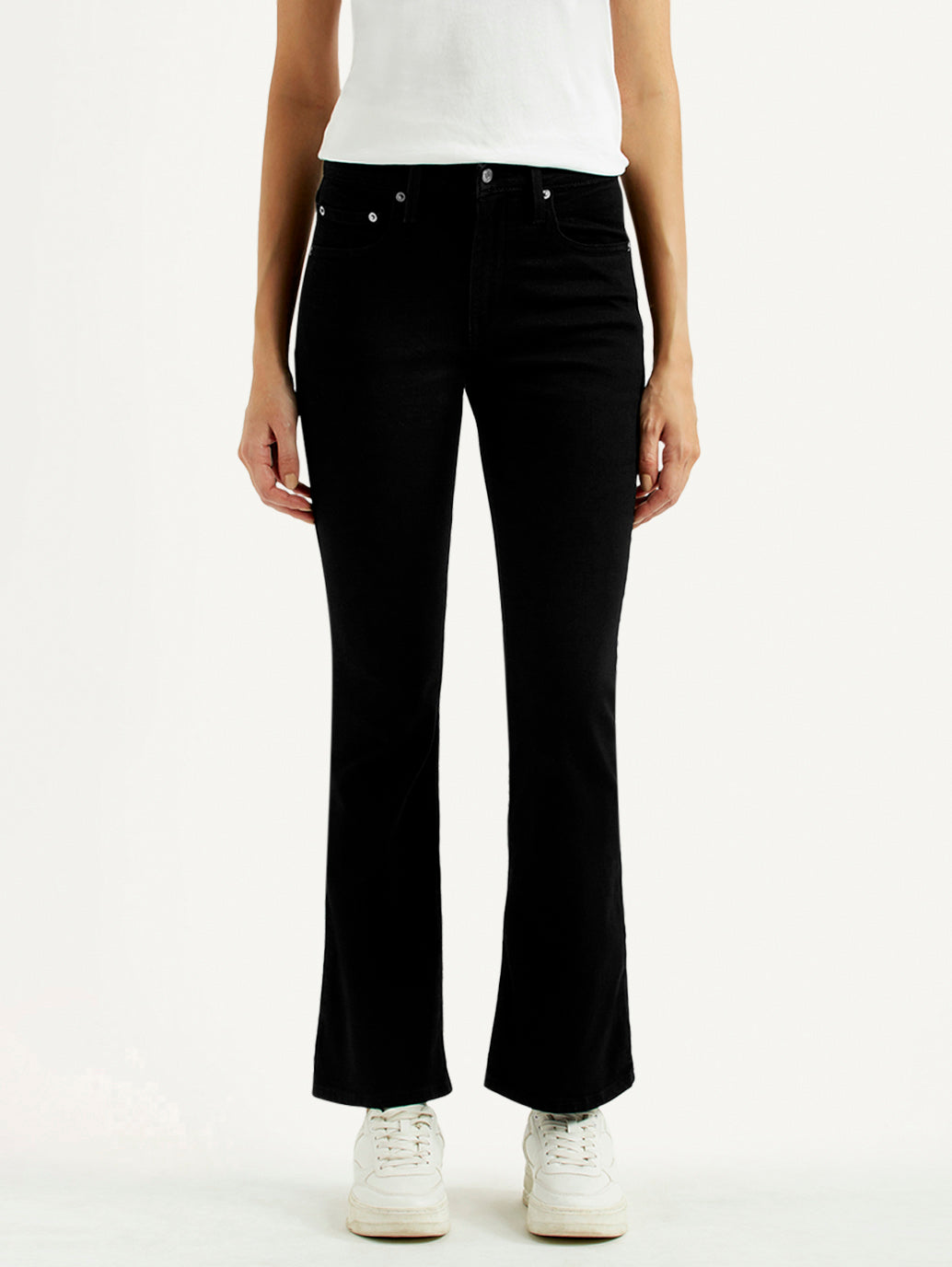 Women's 725 Black Slim Bootcut Fit High Rise Jeans - Front View