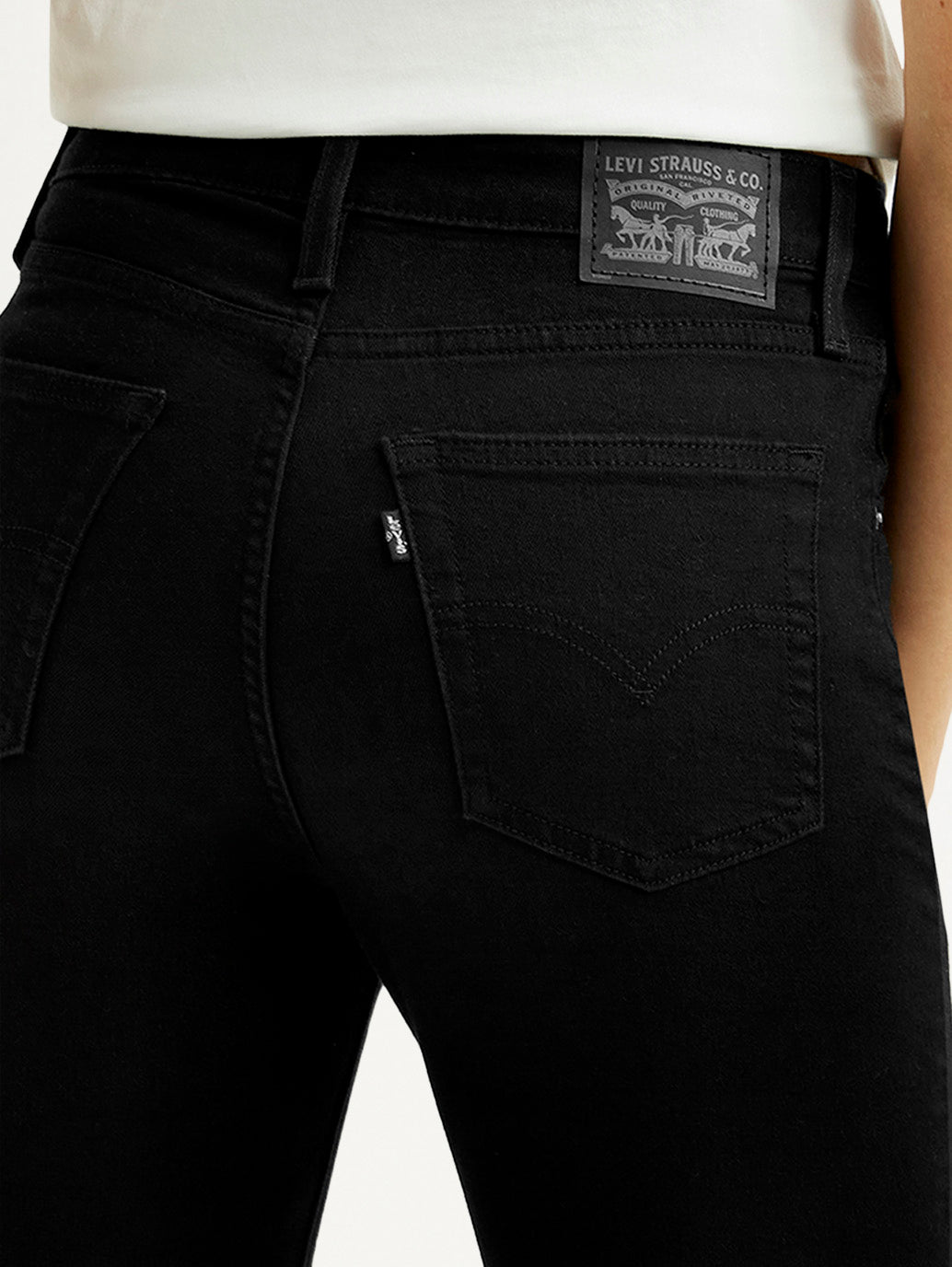Women's 725 Black Slim Bootcut Fit High Rise Jeans - Detail View