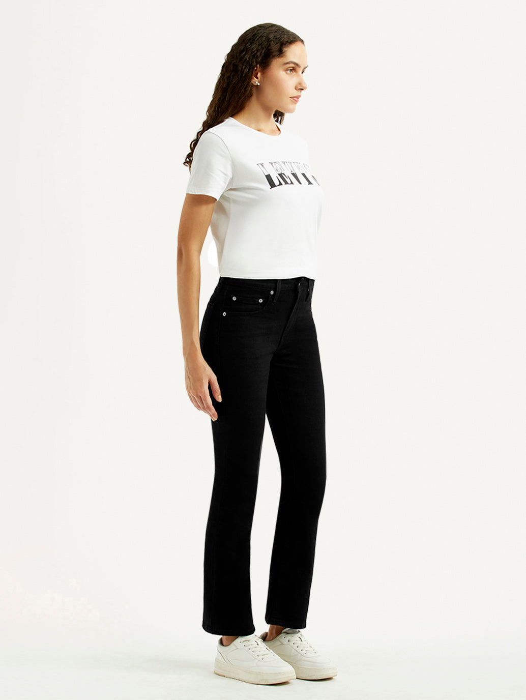 Women's 725 Black Slim Bootcut Fit High Rise Jeans - Side View