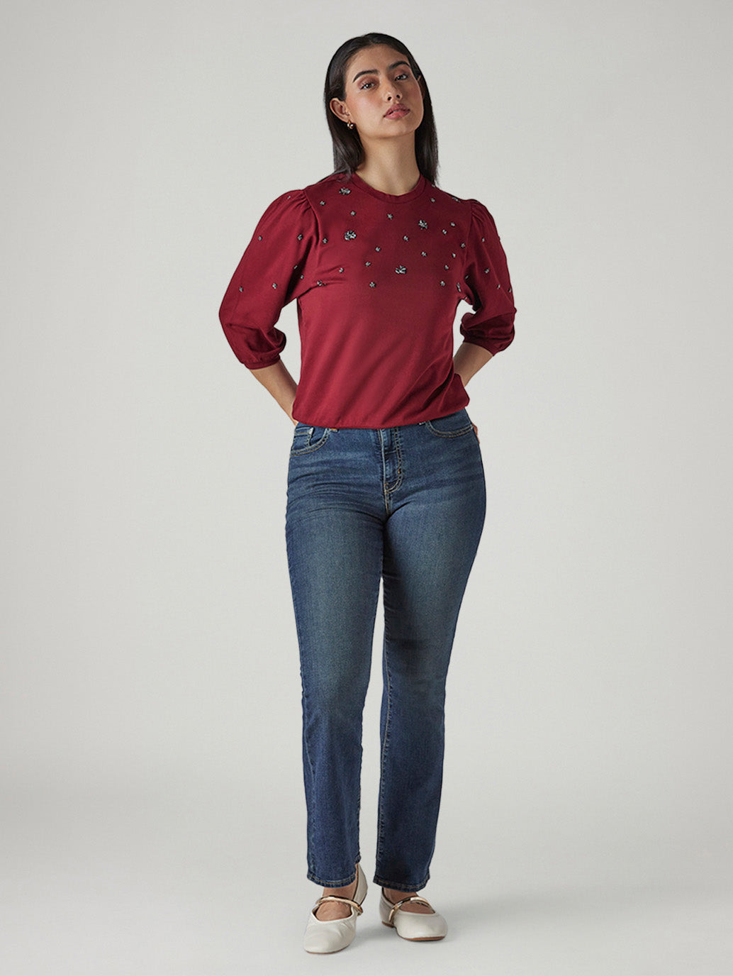 Women's 725 Dark Blue Slim Bootcut Fit High Rise Jeans