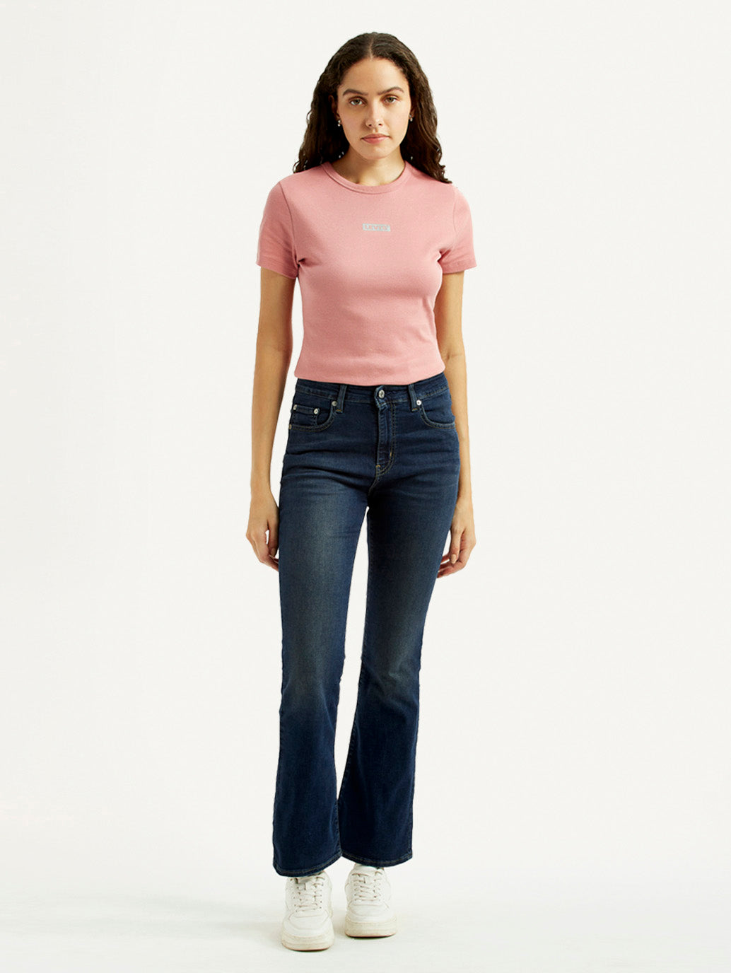Women's 725 Dark Blue Slim Bootcut Fit High Rise Jeans - Front View