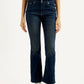 Women's 725 Dark Blue Slim Bootcut Fit High Rise Jeans - Front View