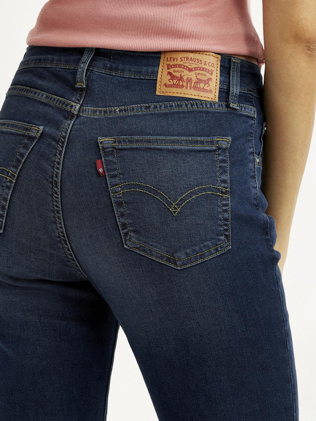 Women's 725 Dark Blue Slim Bootcut Fit High Rise Jeans - Detail View