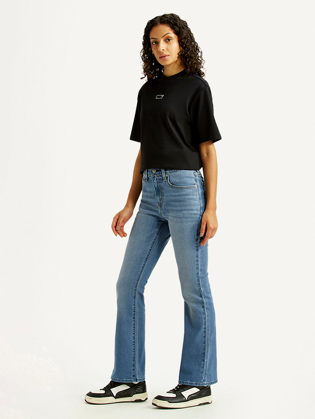 Women's 725 Med Indigo Bootcut Fit High Rise Jeans - Side View