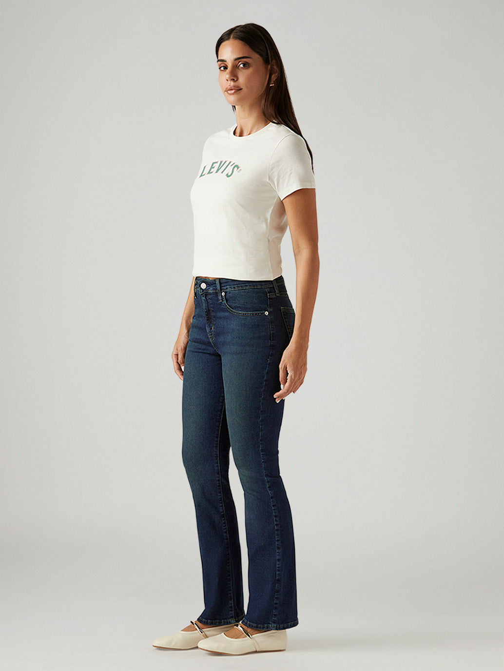 Women's 725 Dark Indigo Bootcut Fit High Rise Jeans - Side View