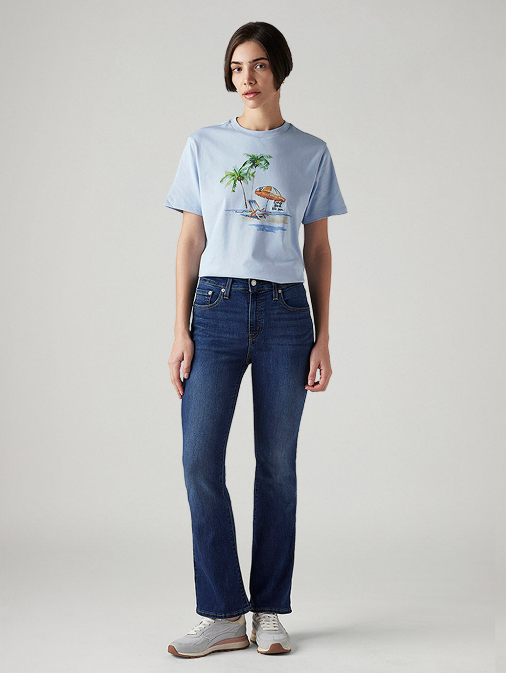 Women's 725 Blue Bootcut Fit High Rise Jeans - Front View