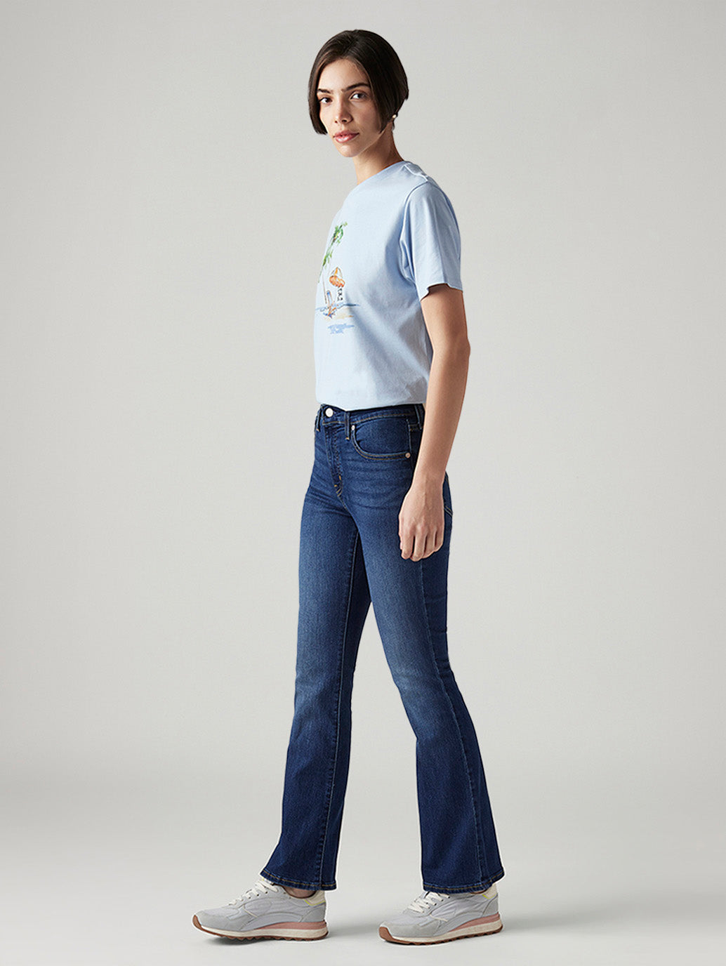 Women's 725 Blue Bootcut Fit High Rise Jeans - Side View