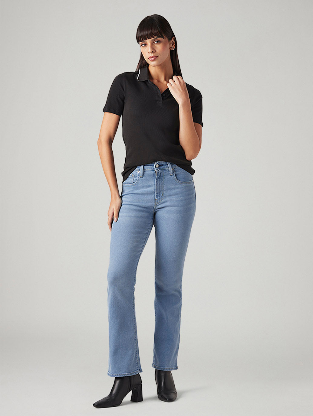 Womens 725 High Rise Flared Fit Cotton Stretch blend Jeans