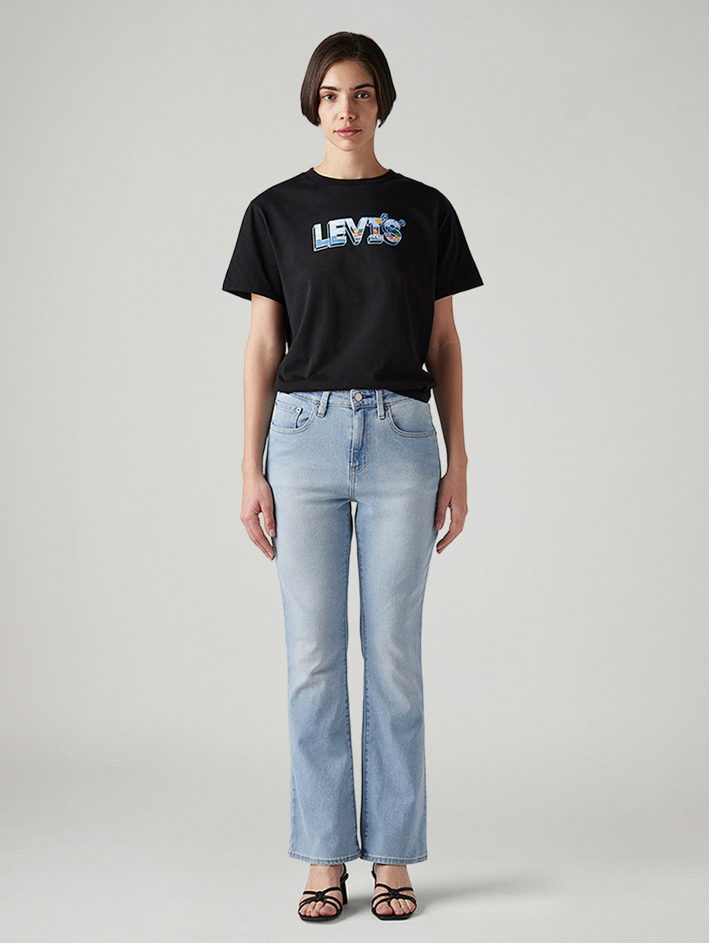 Women's 725 Light Blue Bootcut Fit High Rise Jeans - Front View