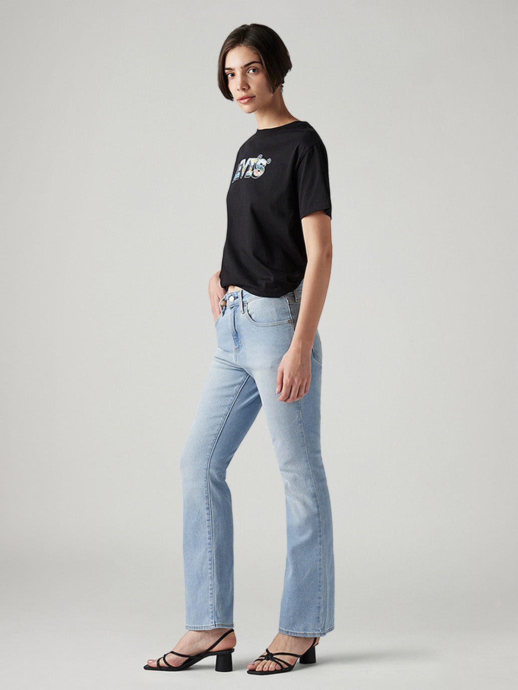 Women's 725 Light Blue Bootcut Fit High Rise Jeans - Side View