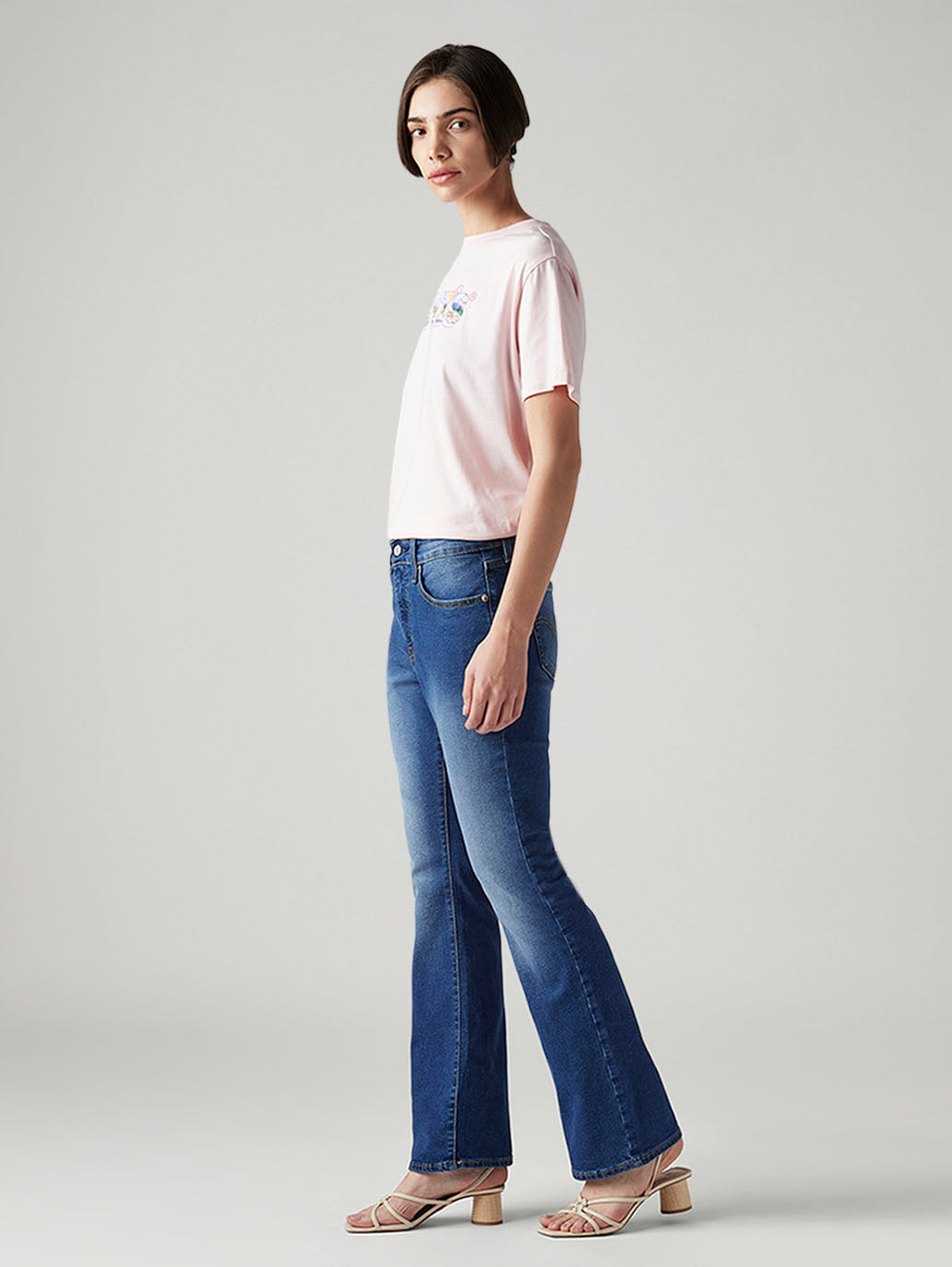 Women's 725 Blue Bootcut Fit High Rise Jeans - Side View