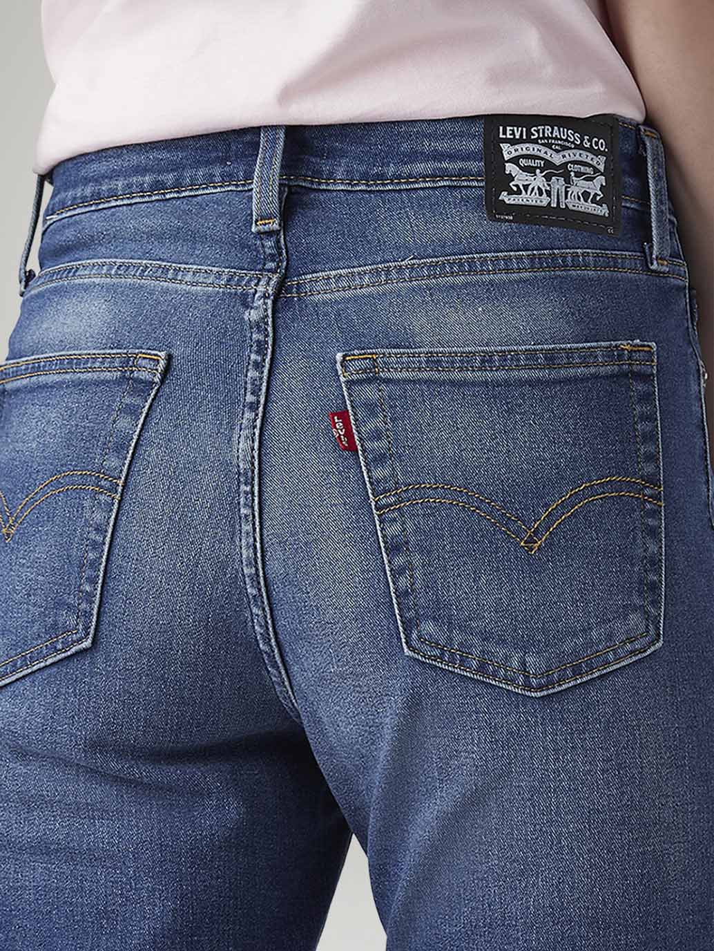 Women's 725 Blue Bootcut Fit High Rise Jeans - Detail View