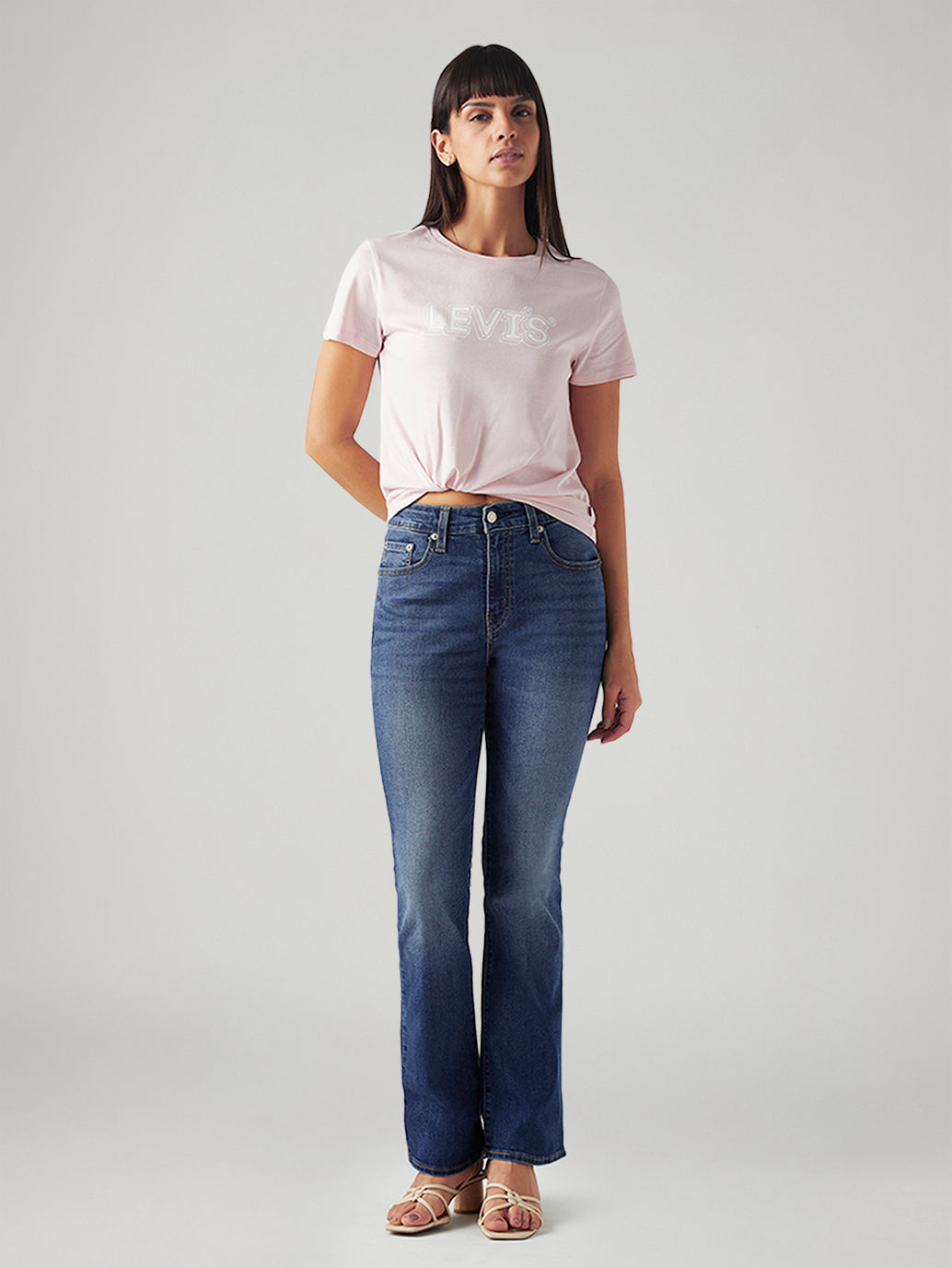 Women's 725 Blue Bootcut Fit High Rise Jeans - Styleshot View