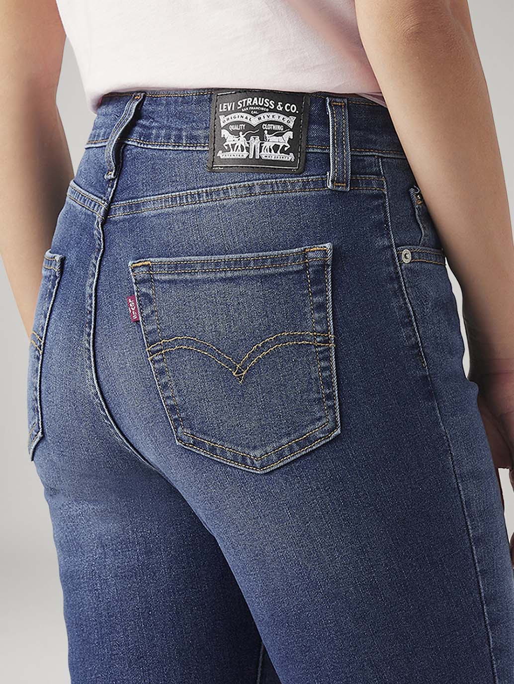 Women's 725 Blue Bootcut Fit High Rise Jeans - Detail View