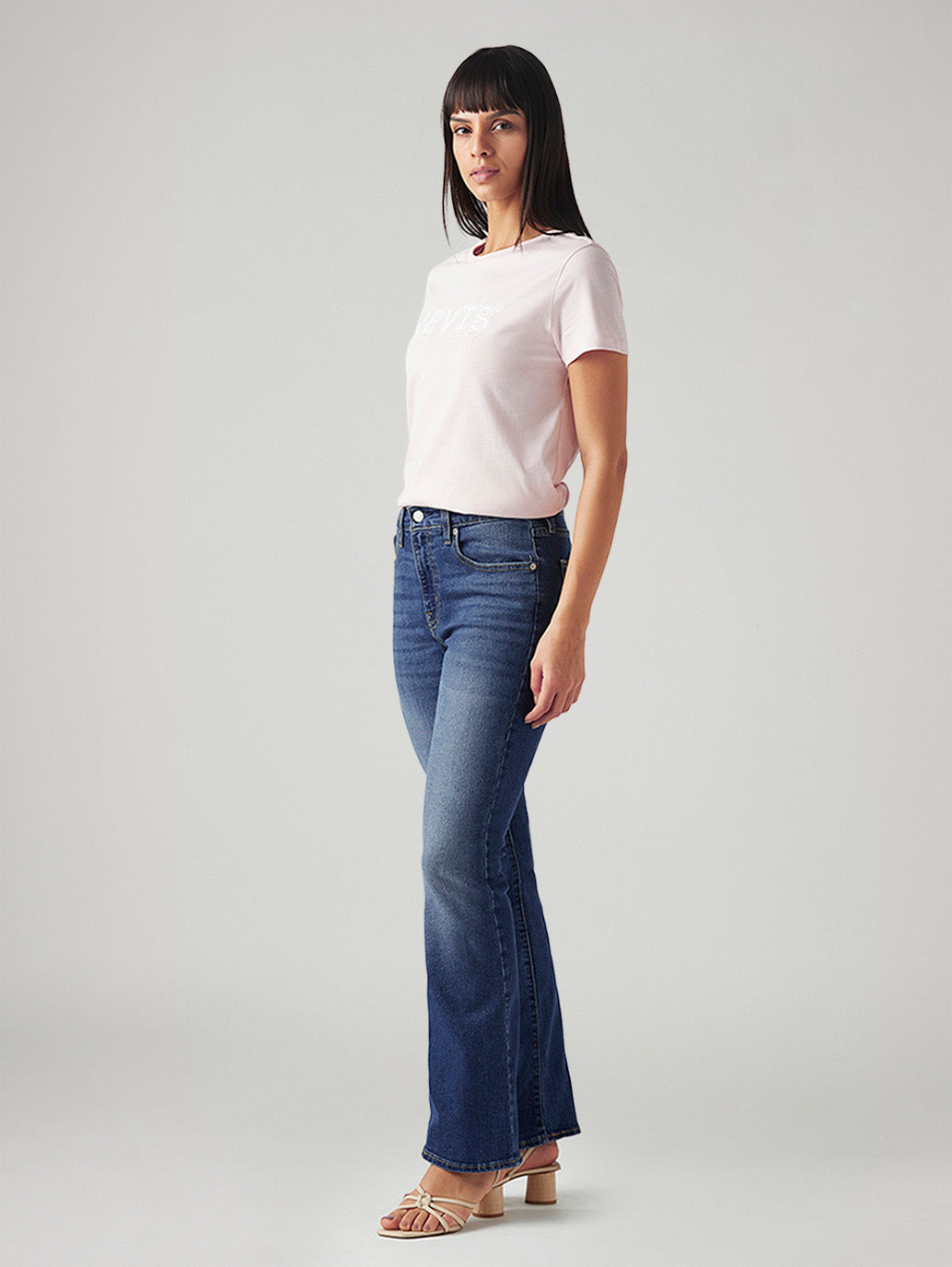 Women's 725 Blue Bootcut Fit High Rise Jeans - Side View