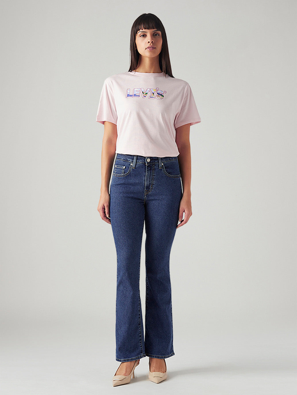 Women's 725 Med Indigo Bootcut Fit High Rise Jeans - Front View