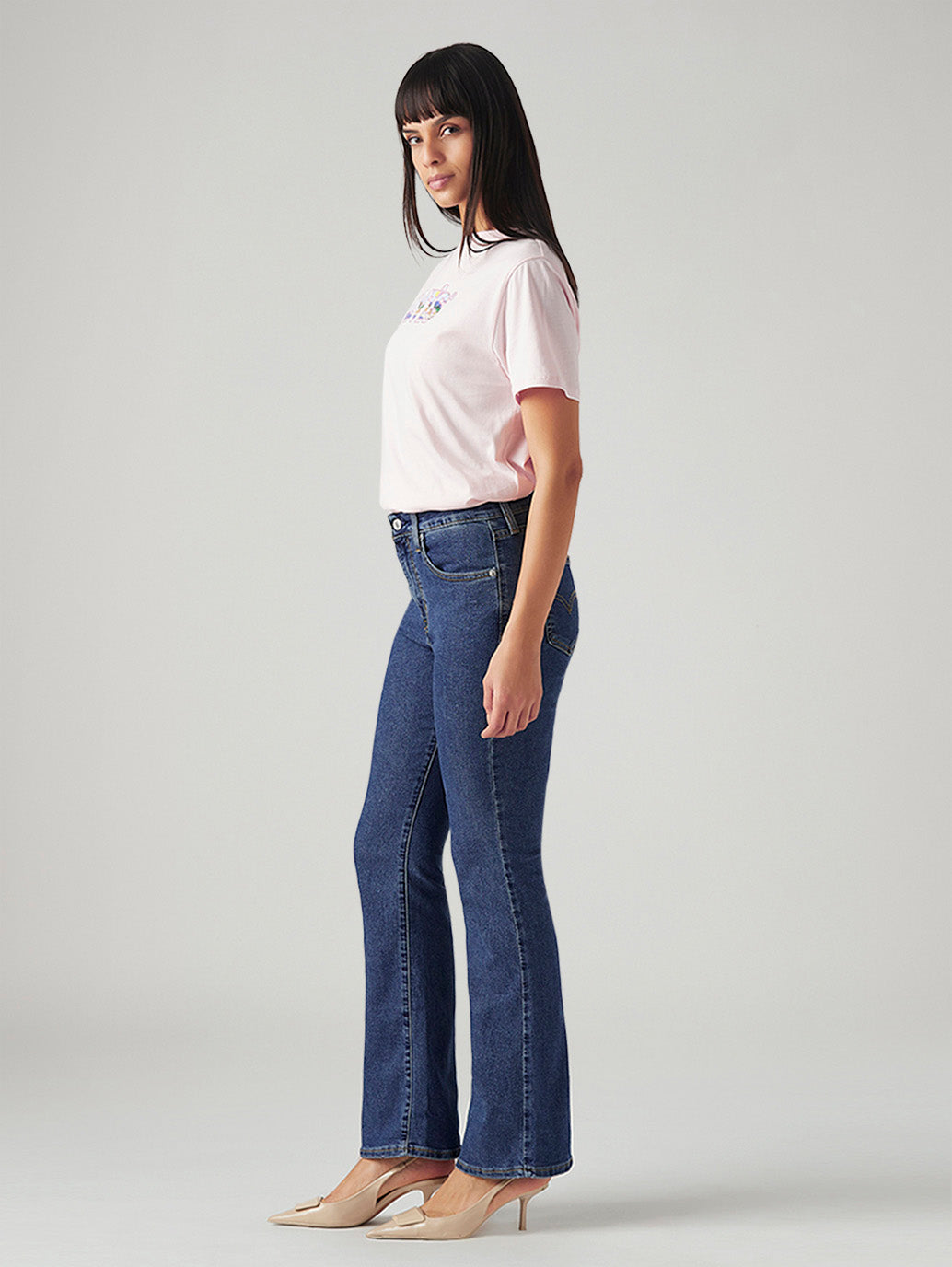 Women's 725 Med Indigo Bootcut Fit High Rise Jeans - Side View