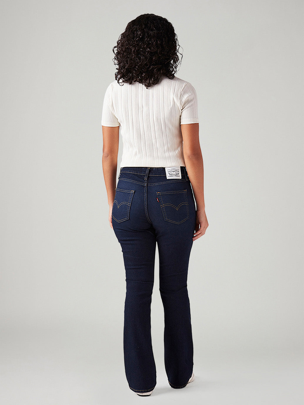 Women's 725 Dark Blue Bootcut Fit High Rise Jeans - Back View