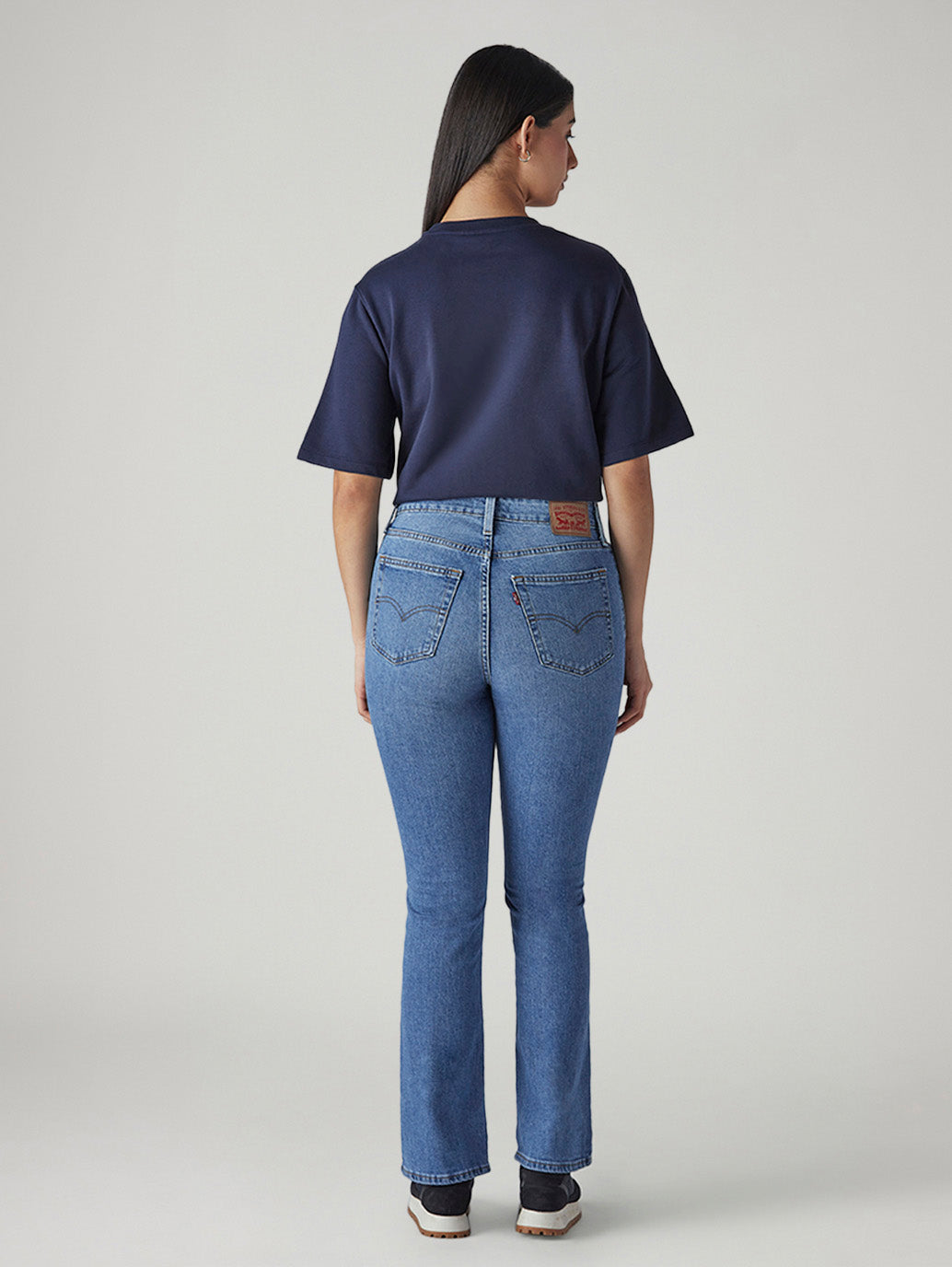 Women's 725 Blue Bootcut Fit High Rise Jeans - Back View