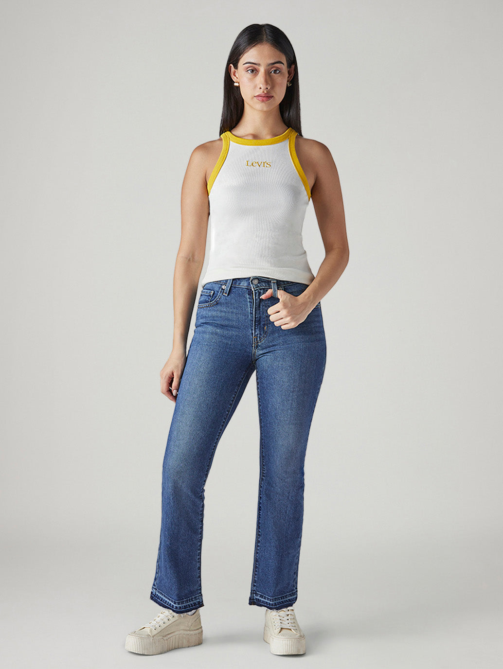 Women's 725 Blue Bootcut Fit High Rise Jeans - Front View