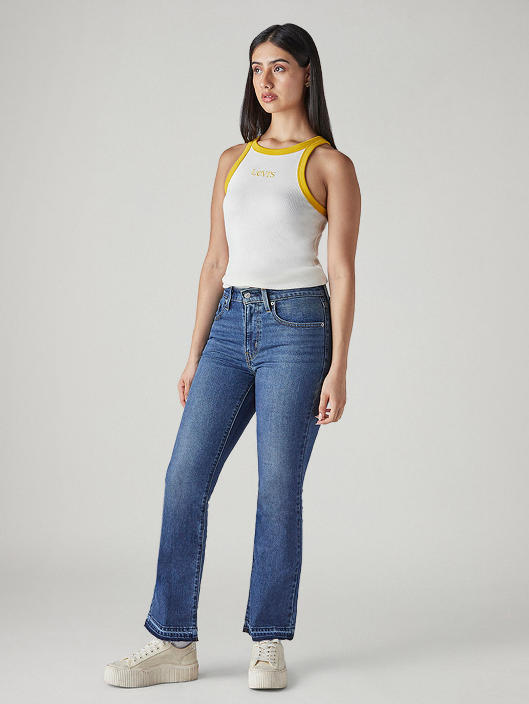 Women's 725 Blue Bootcut Fit High Rise Jeans - Side View