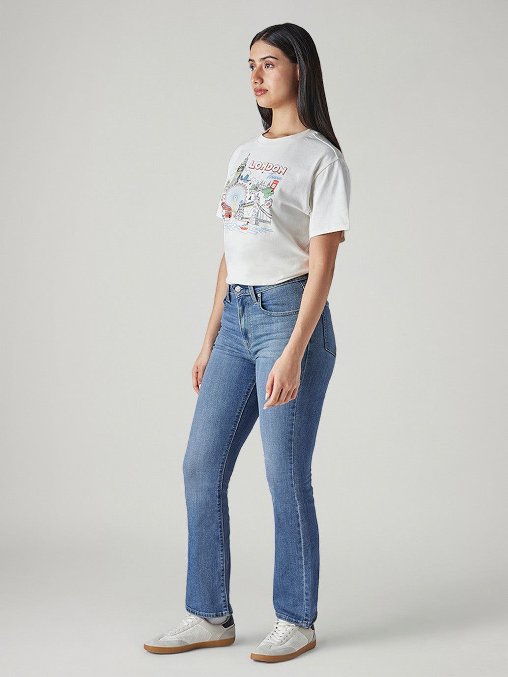 Women's 725 Blue Bootcut Fit High Rise Jeans - Side View