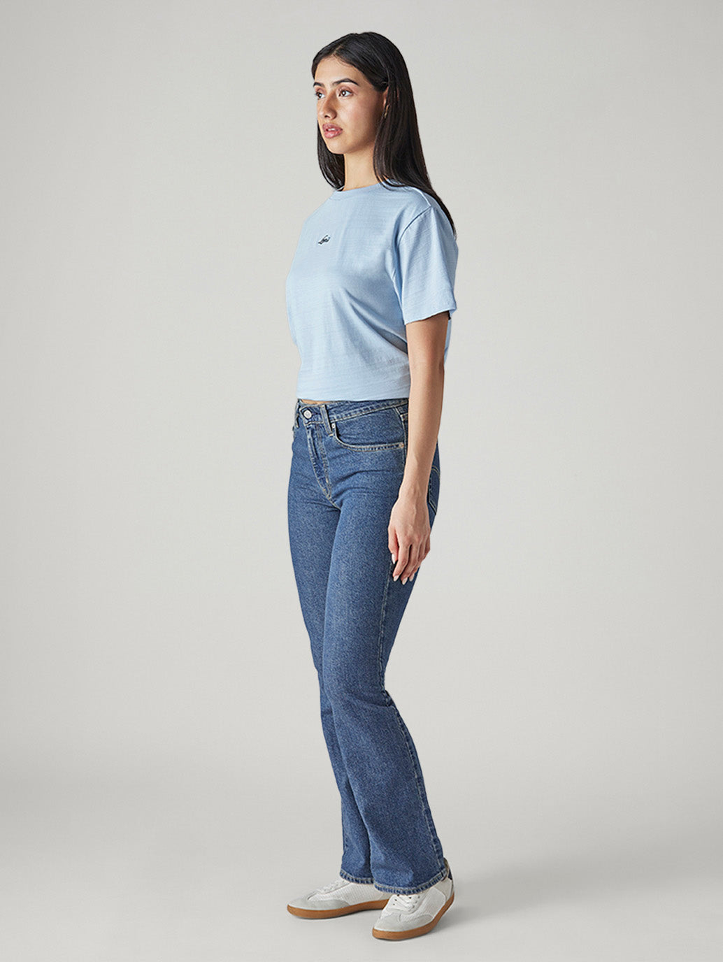 Women's 725 Blue Bootcut Fit High Rise Jeans - Side View