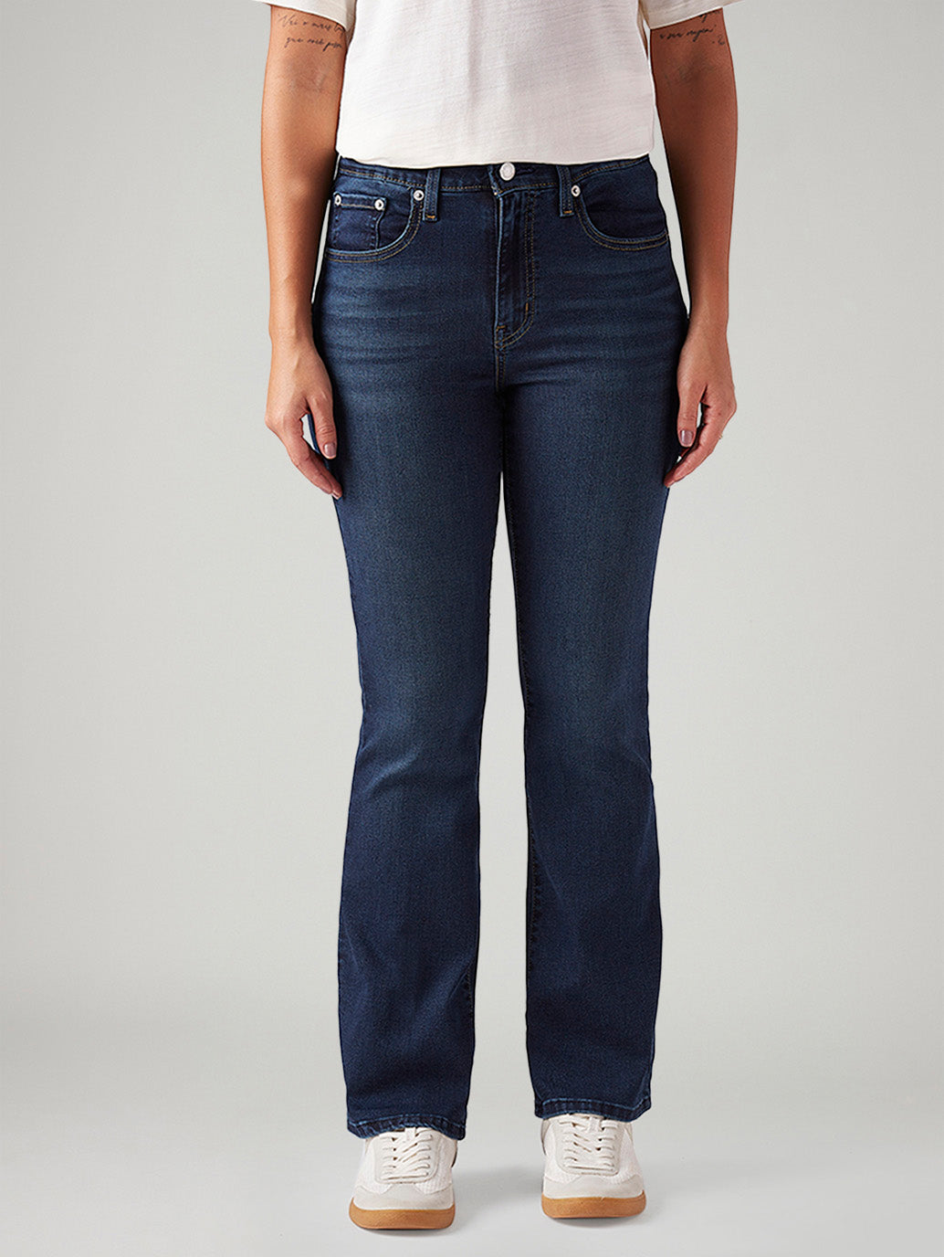 Women's 725 Dark Blue Bootcut Fit High Rise Jeans - Front View