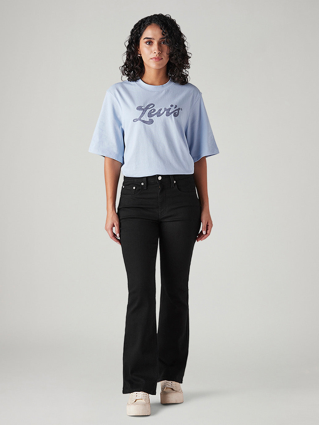 Womens 725 High Rise Flared Fit Cotton Stretch blend Jeans - Front View
