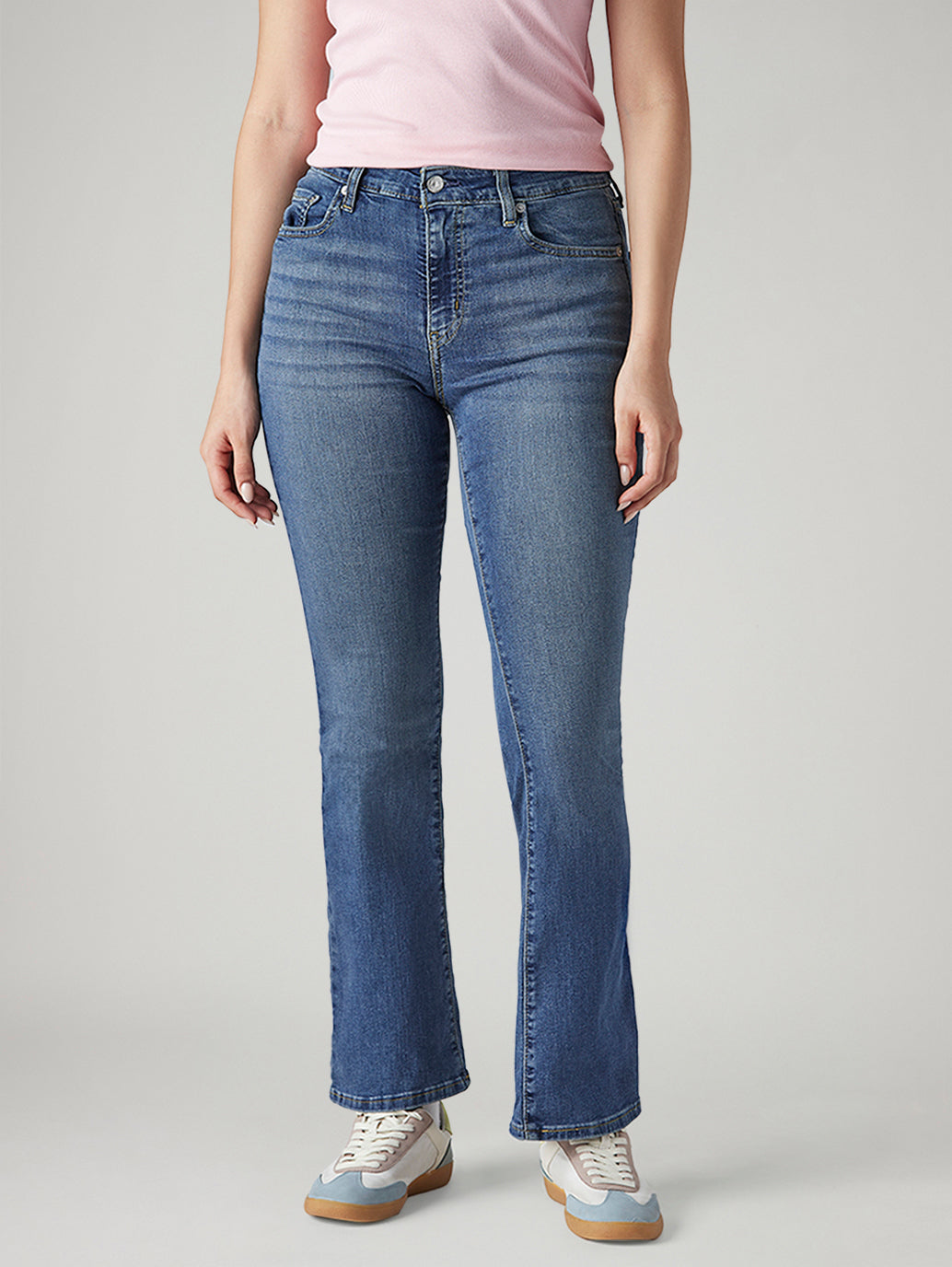 Women's 725 Blue Bootcut Fit Mid Rise Jeans - Front View