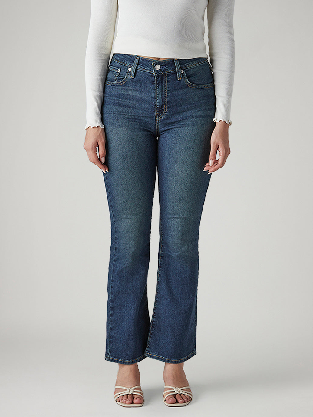 Women's 725 Dark Blue Bootcut Fit Mid Rise Jeans - Front View