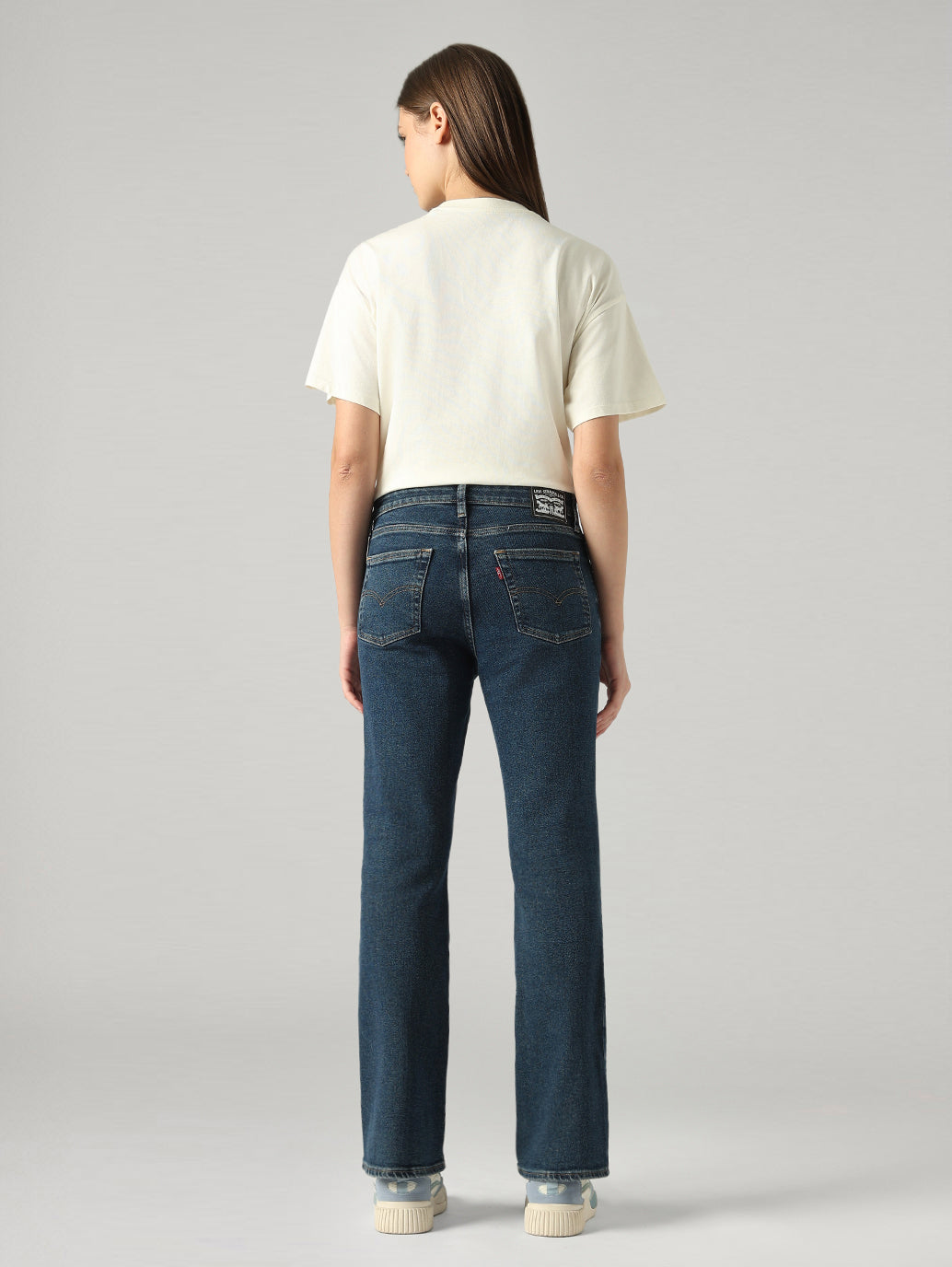 Women's 725 Dark Blue Bootcut Fit High Rise Jeans - Back View