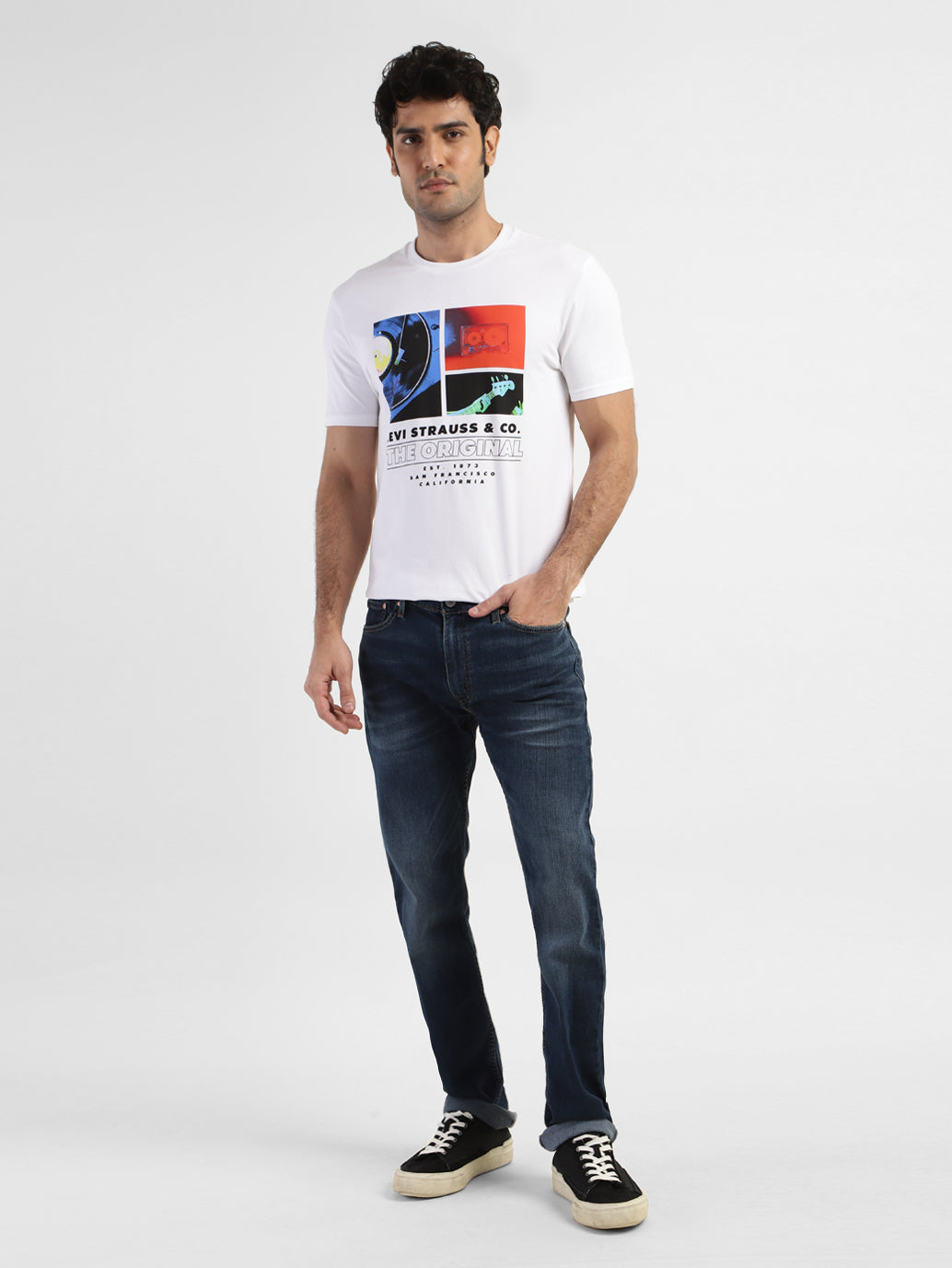 Men's 513 Blue Slim Straight Fit Mid Rise Jeans - a4244279-8178-4701-9e9c-e4b07bf4f6d1 View