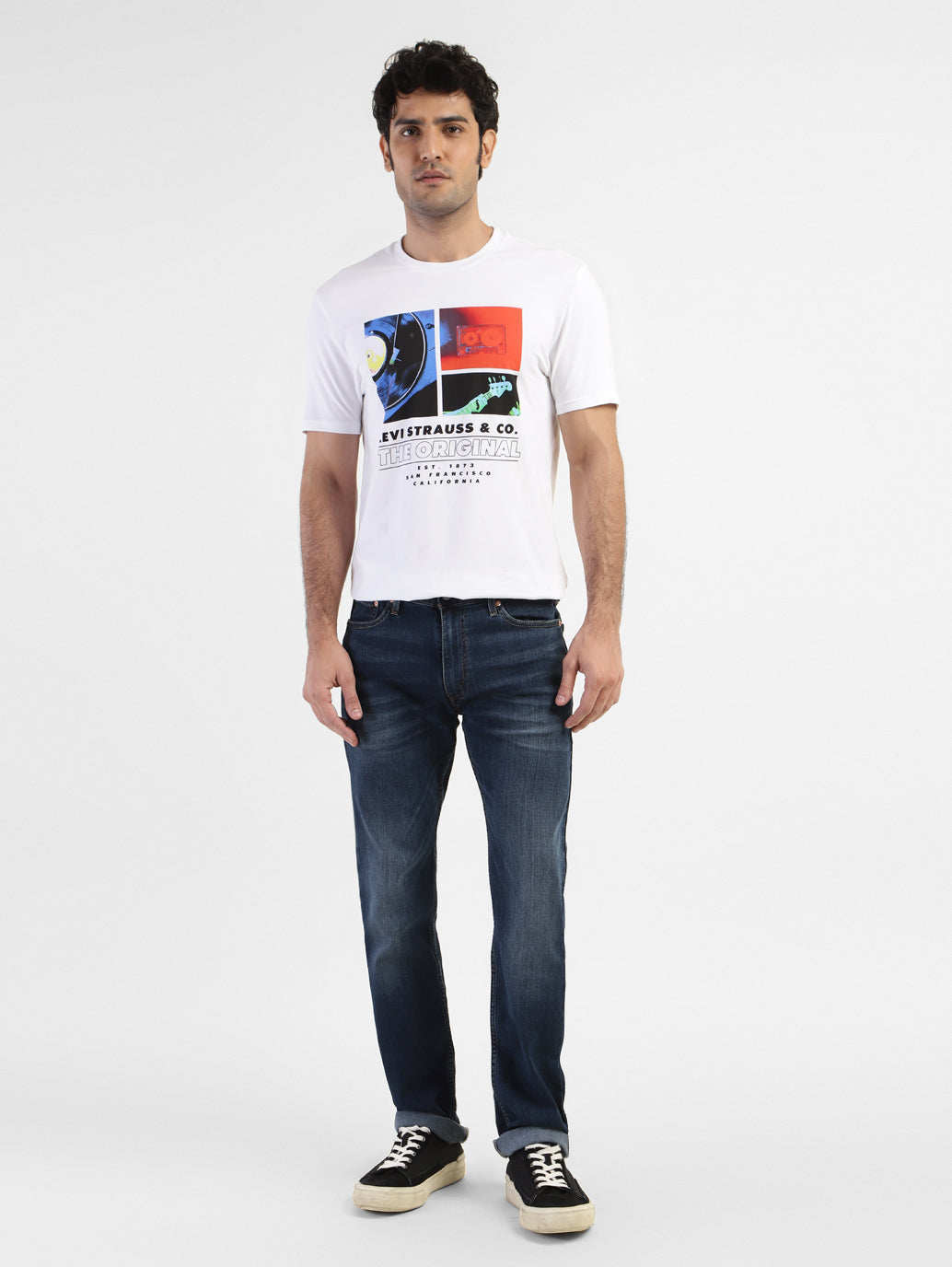 Men's 513 Blue Slim Straight Fit Mid Rise Jeans - 96fa4241-75d9-4af0-8aae-4b53a4a6077d View