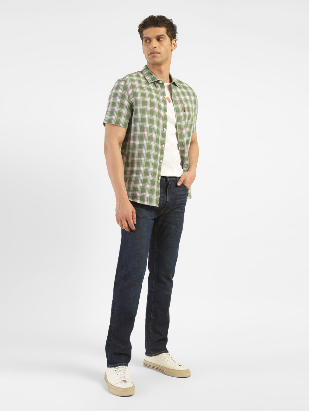 Men's 513 Blue Slim Straight Fit Mid Rise Jeans - StyleShot View