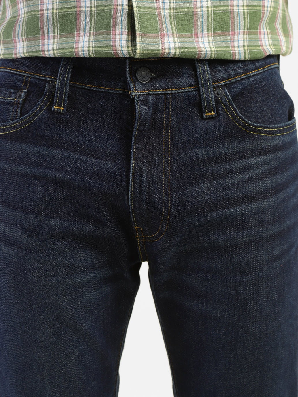 Men's 513 Blue Slim Straight Fit Mid Rise Jeans - FrontDetails View