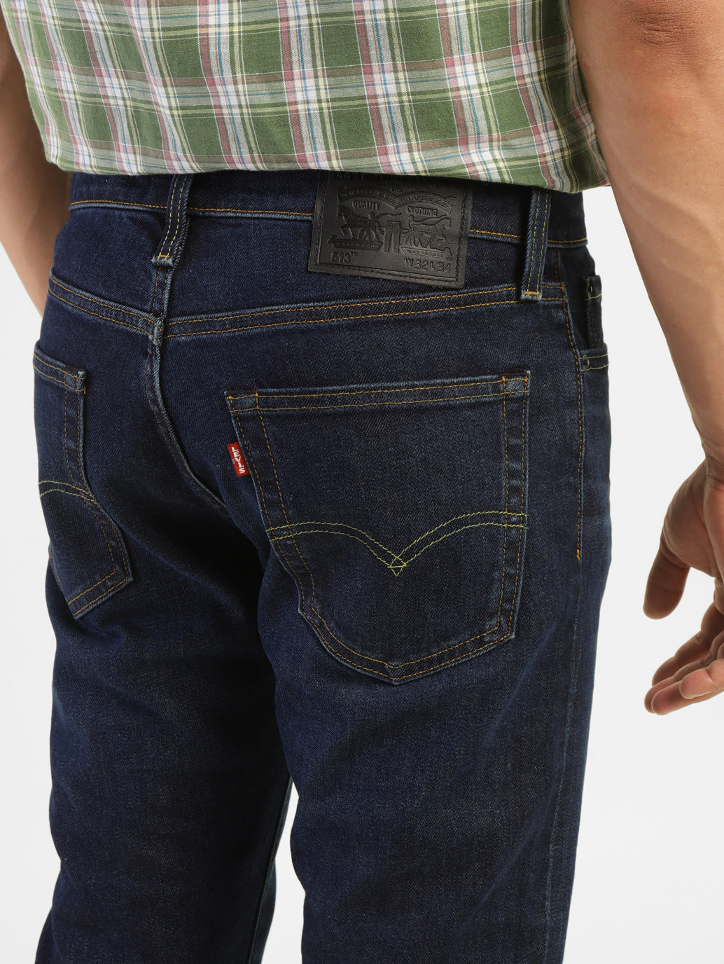 Men's 513 Blue Slim Straight Fit Mid Rise Jeans - BackDetails View