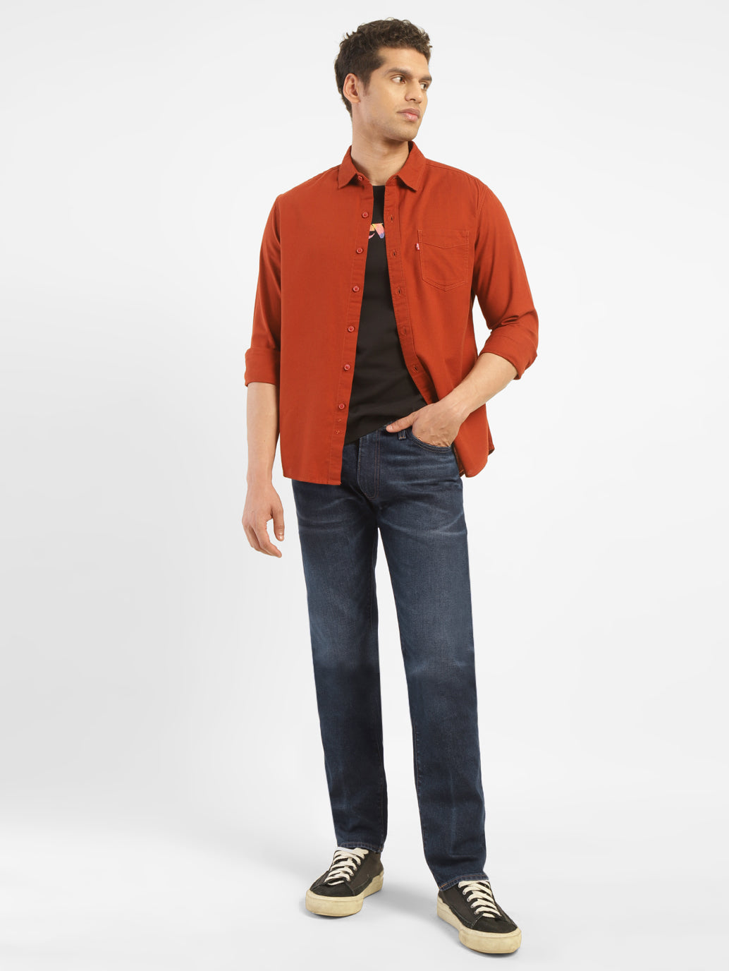 Men's 513 Indigo Slim Straight Fit Mid Rise Jeans - StyleShot View