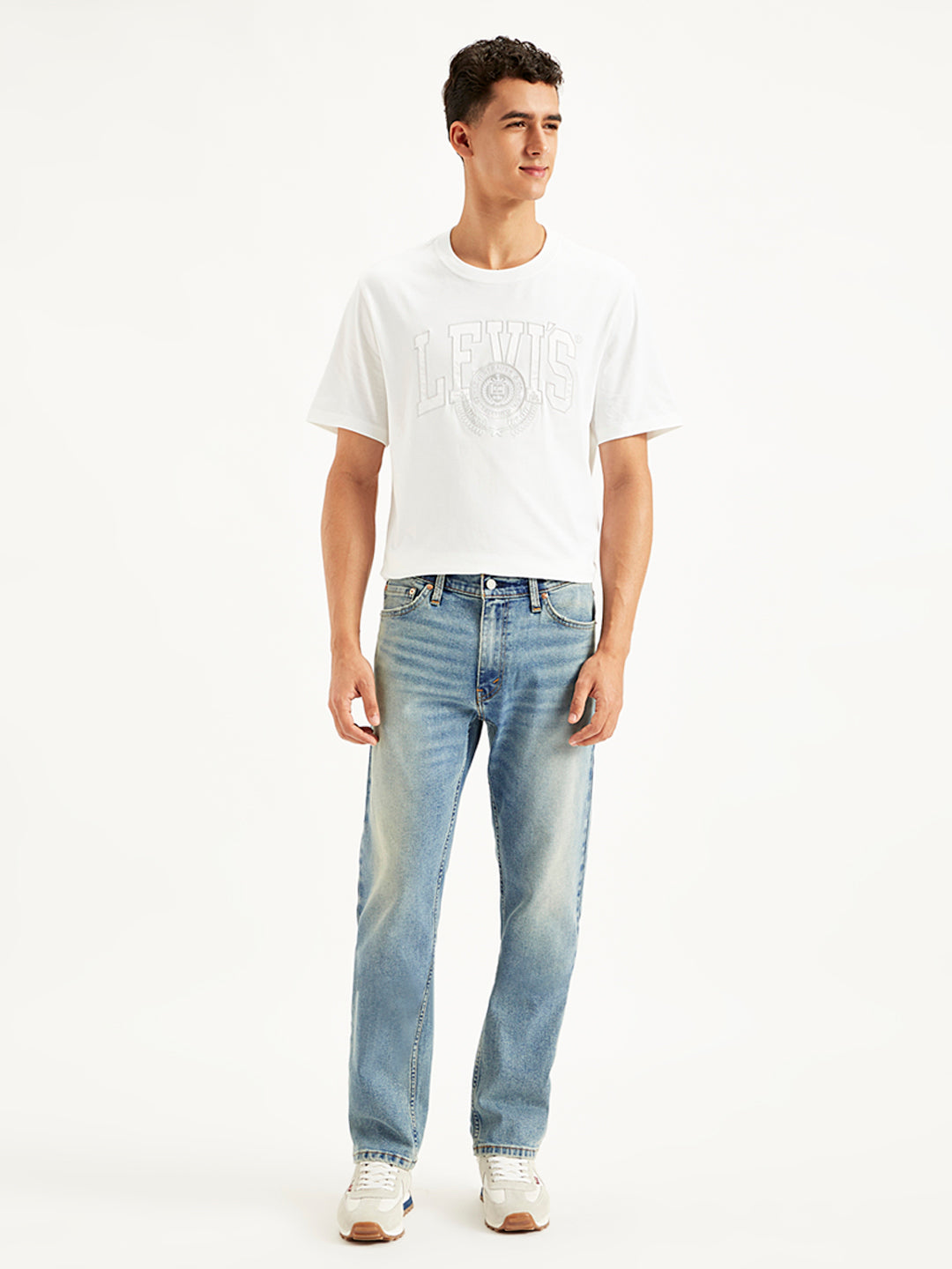 Men's 513 Light Blue Slim Straight Fit Mid Rise Jeans - Front View