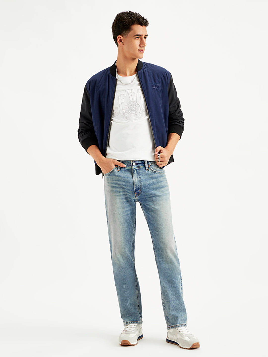 Men's 513 Light Blue Slim Straight Fit Mid Rise Jeans - Styleshot View