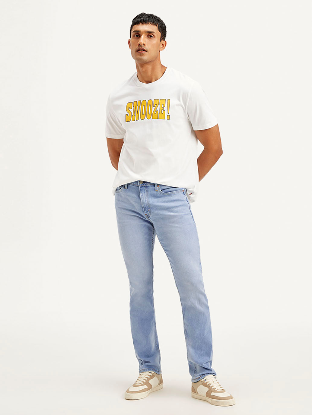 Men's 513 Light Blue Slim Straight Fit Mid Rise Jeans - Front View