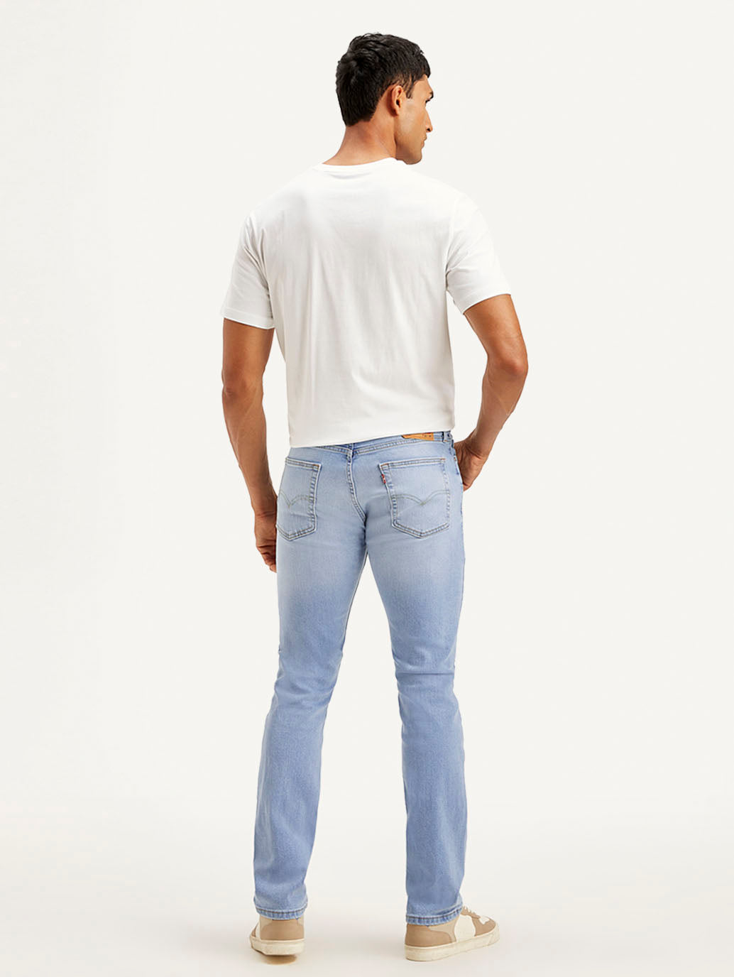 Men's 513 Light Blue Slim Straight Fit Mid Rise Jeans - Back View