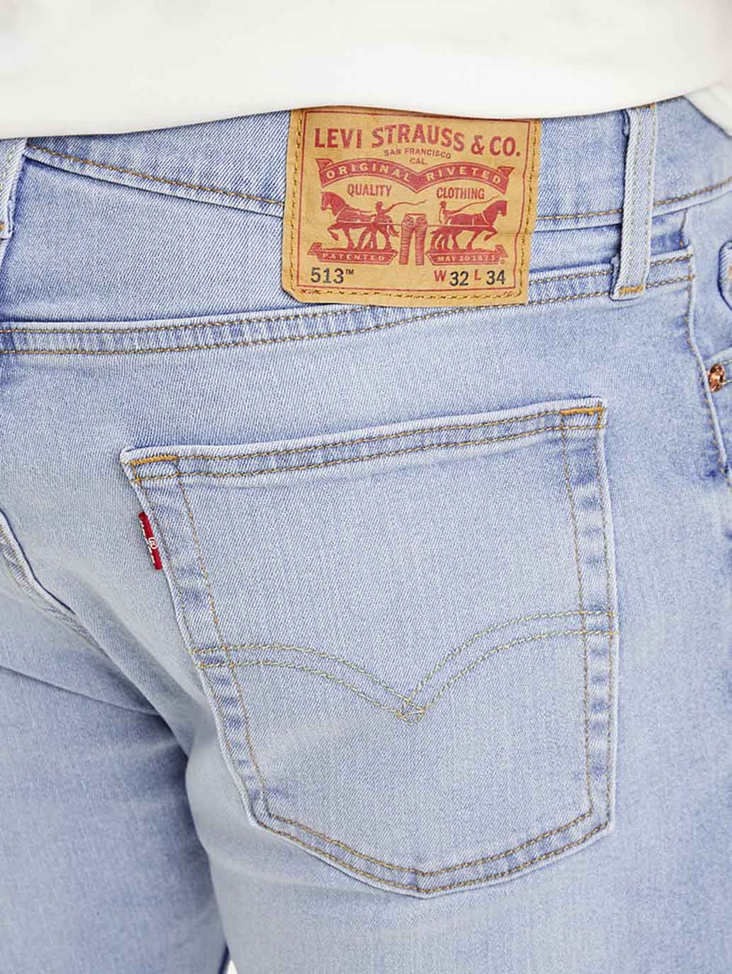 Men's 513 Light Blue Slim Straight Fit Mid Rise Jeans - Detail View