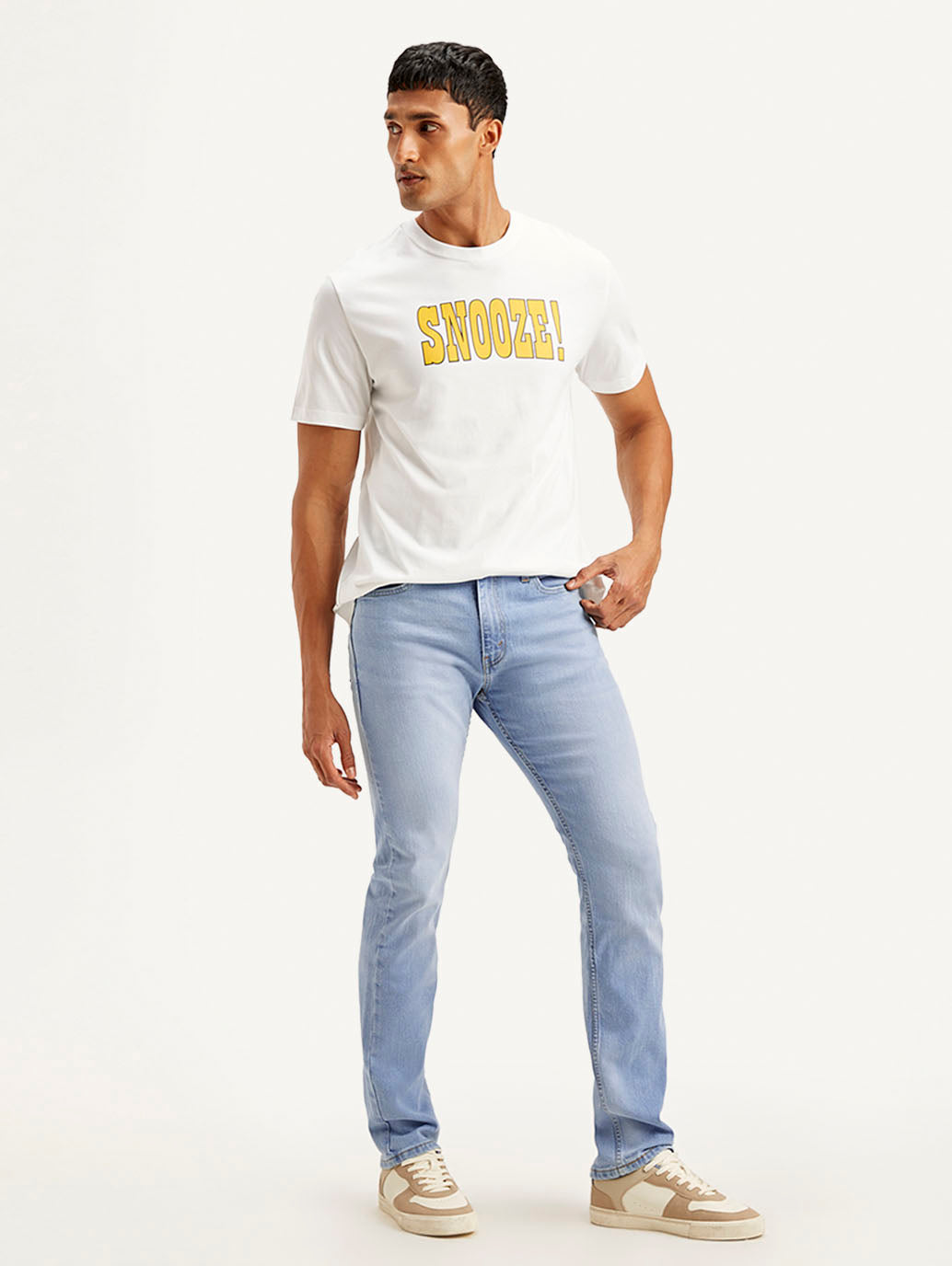 Men's 513 Light Blue Slim Straight Fit Mid Rise Jeans - Side View